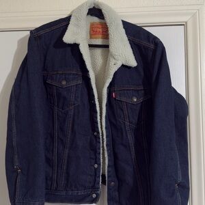 Levi's Dark Blue Sherpa Lined Denim Jacket